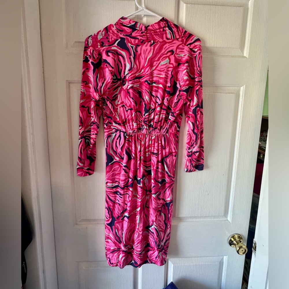 LILLY PULITZER “Alexandra” 3/4 Sleeve Pink Floral Dress - Picture 13 of 13